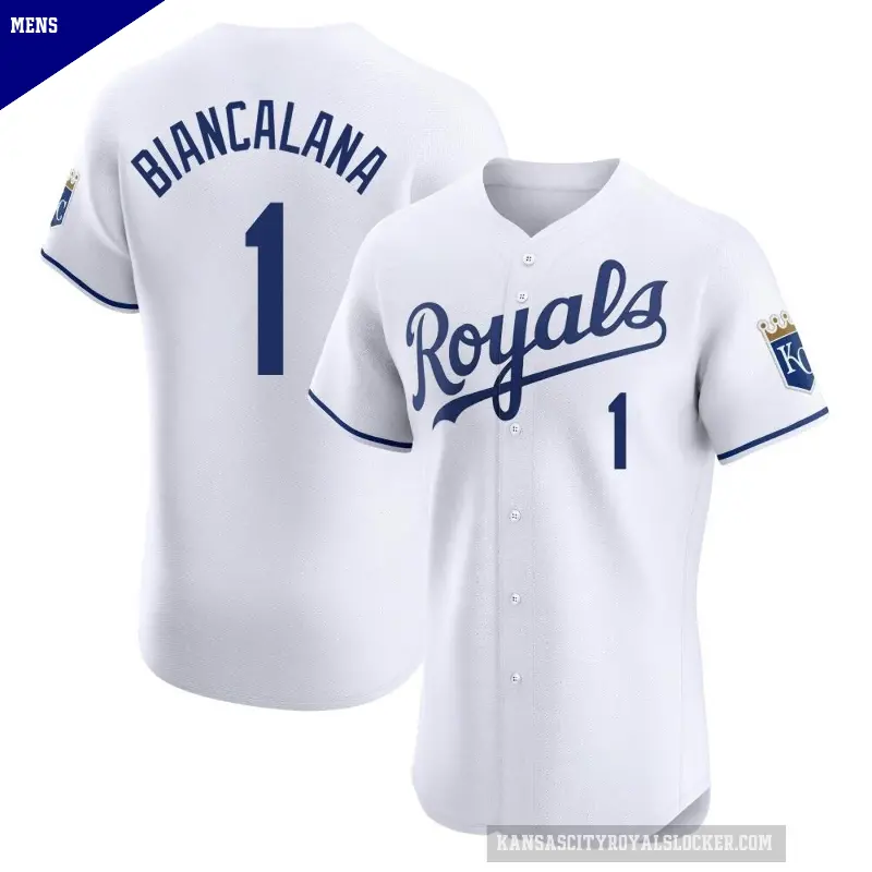 Men's No.1 Buddy Biancalana Kansas City Royals White Elite Home Jersey