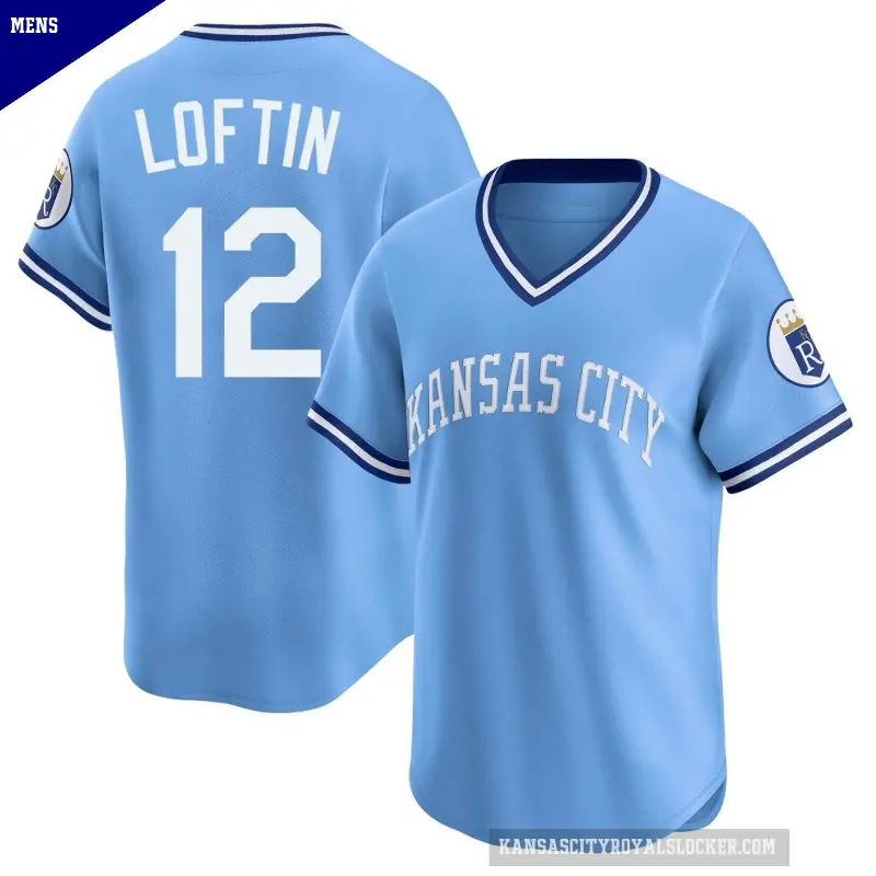 Men's No.12 Nick Loftin Kansas City Royals Light Blue Limited Throwback Cooperstown Collection Jersey