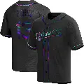 Men's No.13 Salvador Perez Kansas City Royals Black Replica Holographic Alternate Jersey