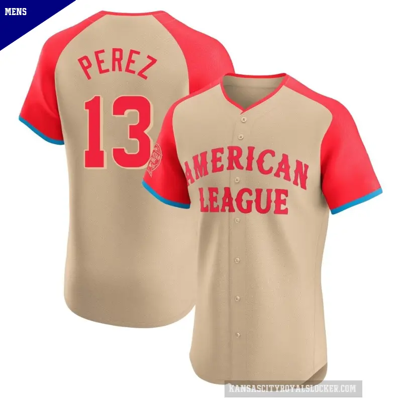 Men's No.13 Salvador Perez Kansas City Royals Cream Elite American League 2024 All-Star Game Jersey