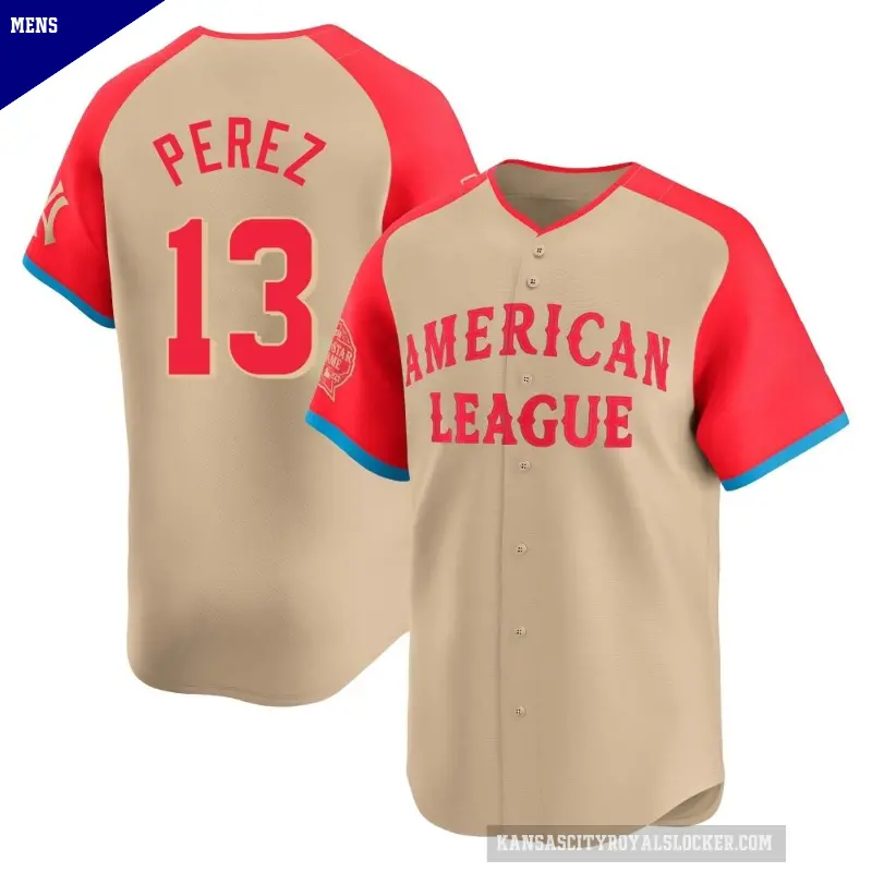 Men's No.13 Salvador Perez Kansas City Royals Cream Limited American League 2024 All-Star Game Jersey