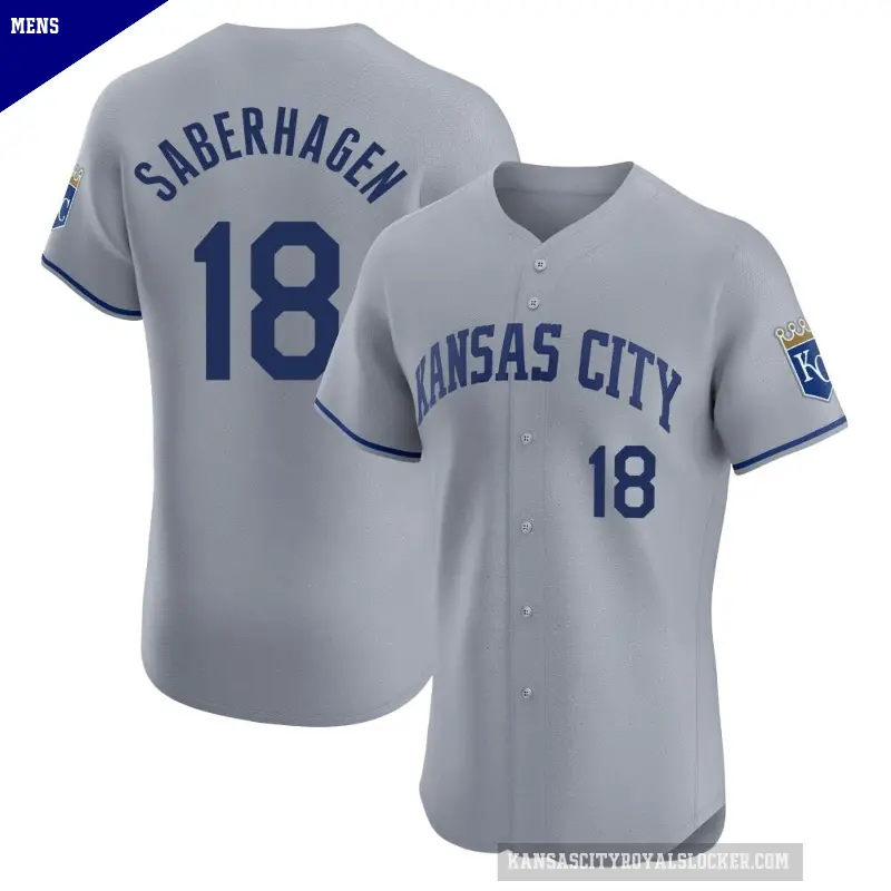 Men's No.18 Bret Saberhagen Kansas City Royals Gray Elite Road Jersey
