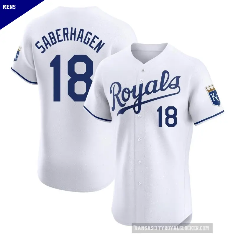 Men's No.18 Bret Saberhagen Kansas City Royals White Elite Home Jersey
