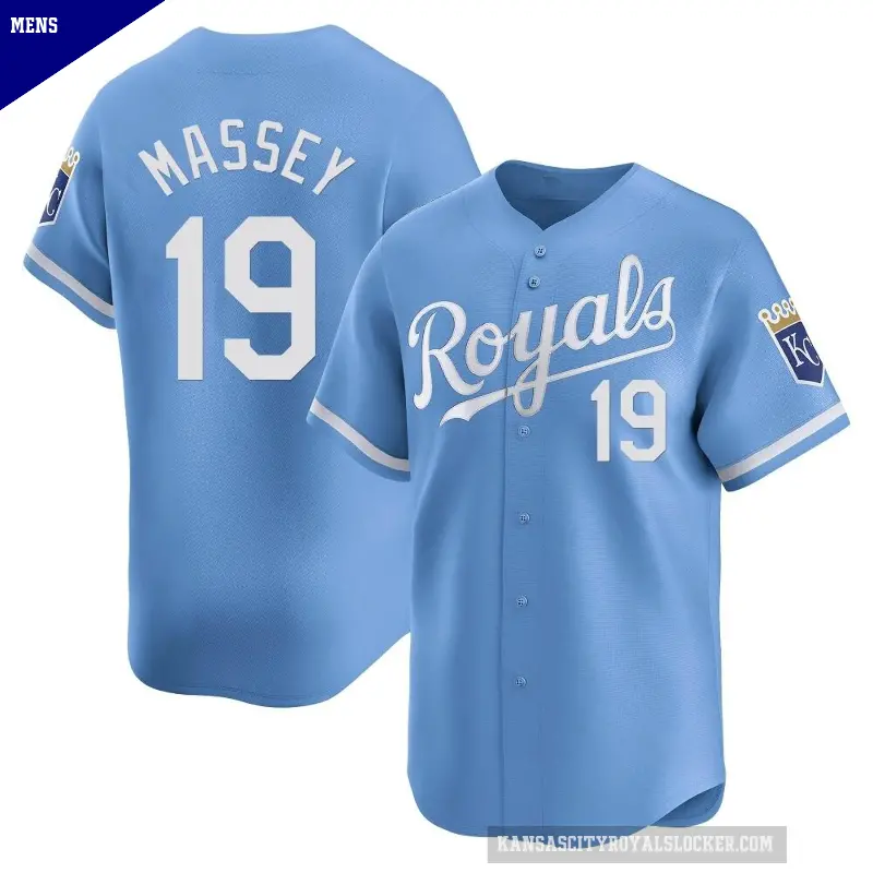 Men's No.19 Michael Massey Kansas City Royals Light Blue Limited Alternate Jersey