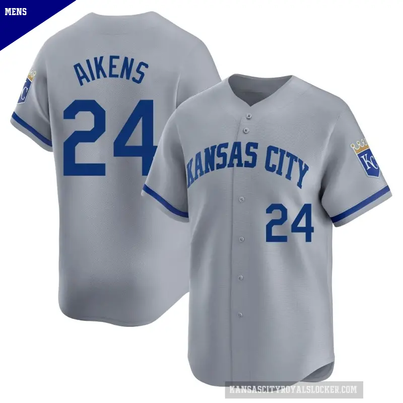 Men's No.24 Willie Aikens Kansas City Royals Gray Limited Away Jersey