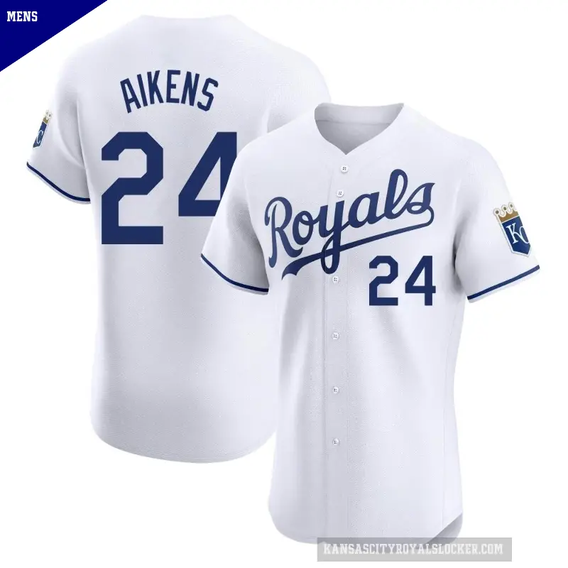Men's No.24 Willie Aikens Kansas City Royals White Elite Home Jersey