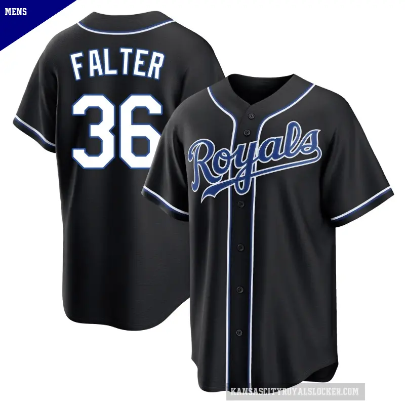 Men's No.36 Bailey Falter Kansas City Royals Black Replica Fashion Out Jersey