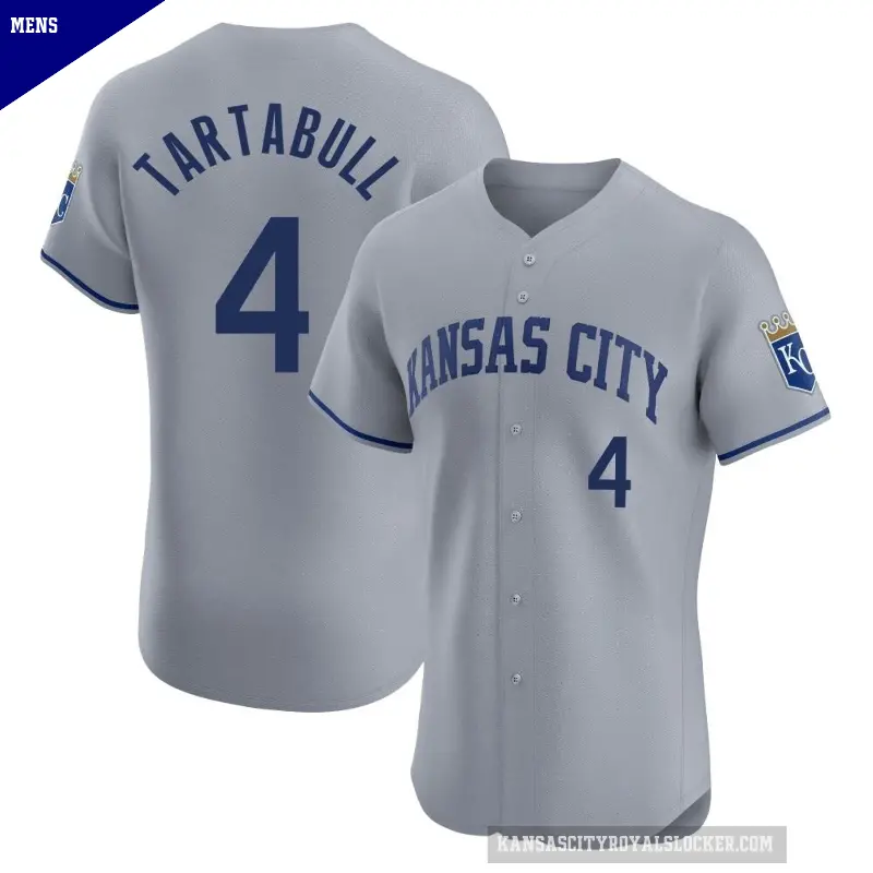 Men's No.4 Danny Tartabull Kansas City Royals Gray Elite Road Jersey