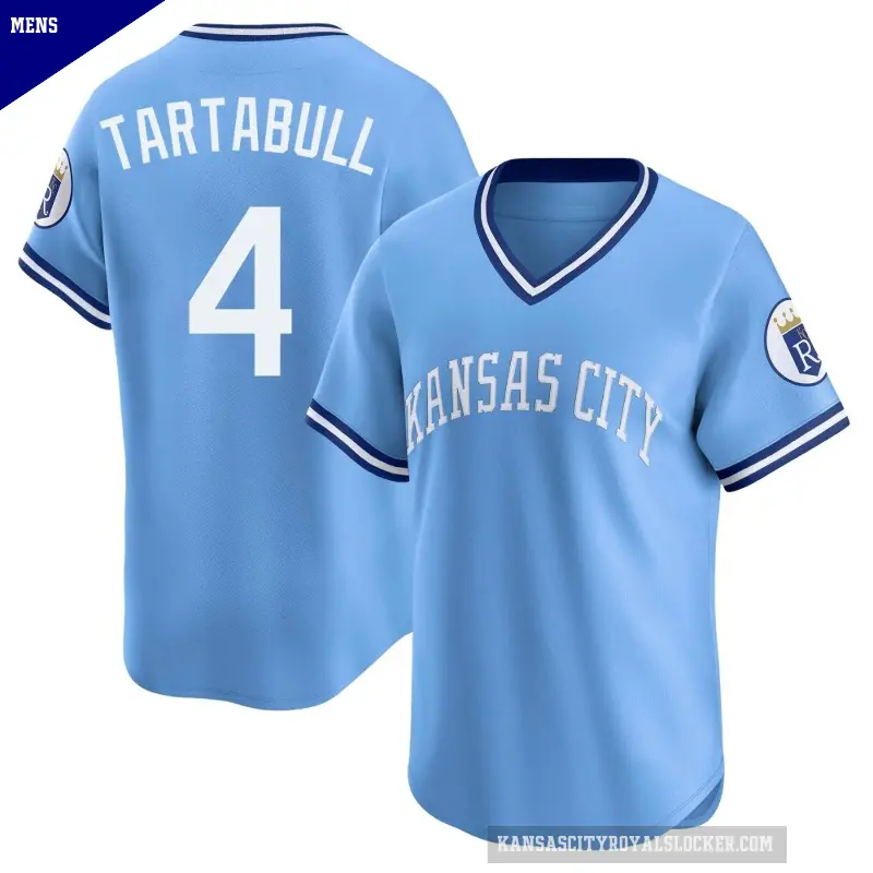 Men's No.4 Danny Tartabull Kansas City Royals Light Blue Limited Throwback Cooperstown Collection Jersey
