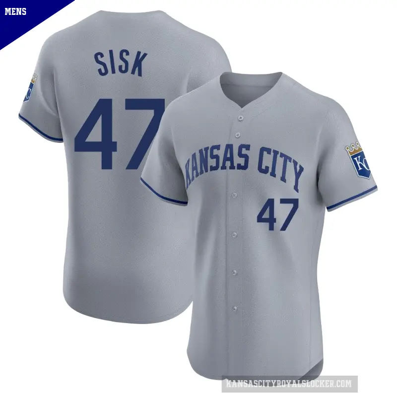 Men's No.47 Evan Sisk Kansas City Royals Gray Elite Road Jersey