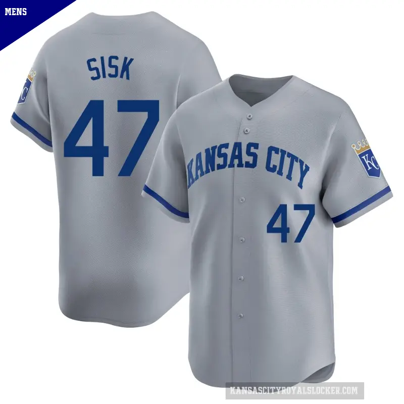 Men's No.47 Evan Sisk Kansas City Royals Gray Limited Away Jersey