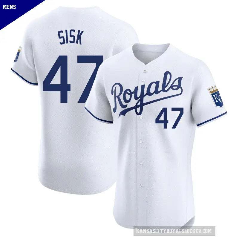 Men's No.47 Evan Sisk Kansas City Royals White Elite Home Jersey