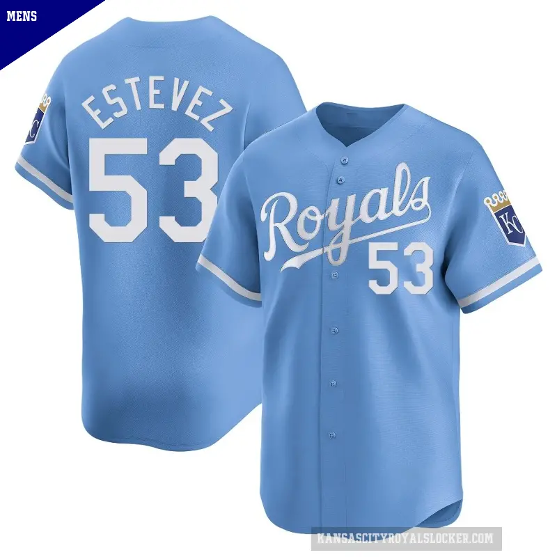 Men's No.53 Carlos Estevez Kansas City Royals Light Blue Limited Alternate Jersey