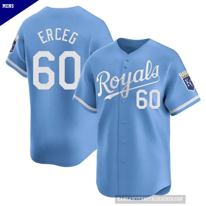Men's No.60 Lucas Erceg Kansas City Royals Light Blue Limited Alternate Jersey