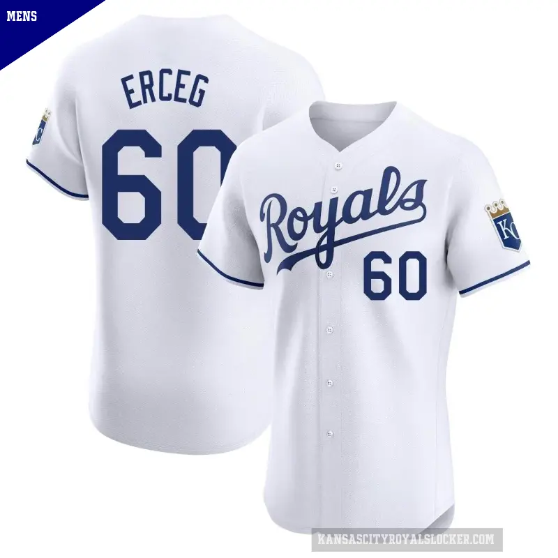 Men's No.60 Lucas Erceg Kansas City Royals White Elite Home Jersey
