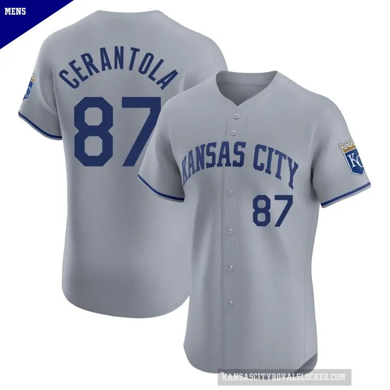 Men's No.87 Eric Cerantola Kansas City Royals Gray Elite Road Jersey