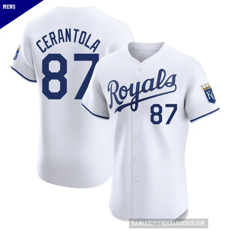 Men's No.87 Eric Cerantola Kansas City Royals White Elite Home Jersey