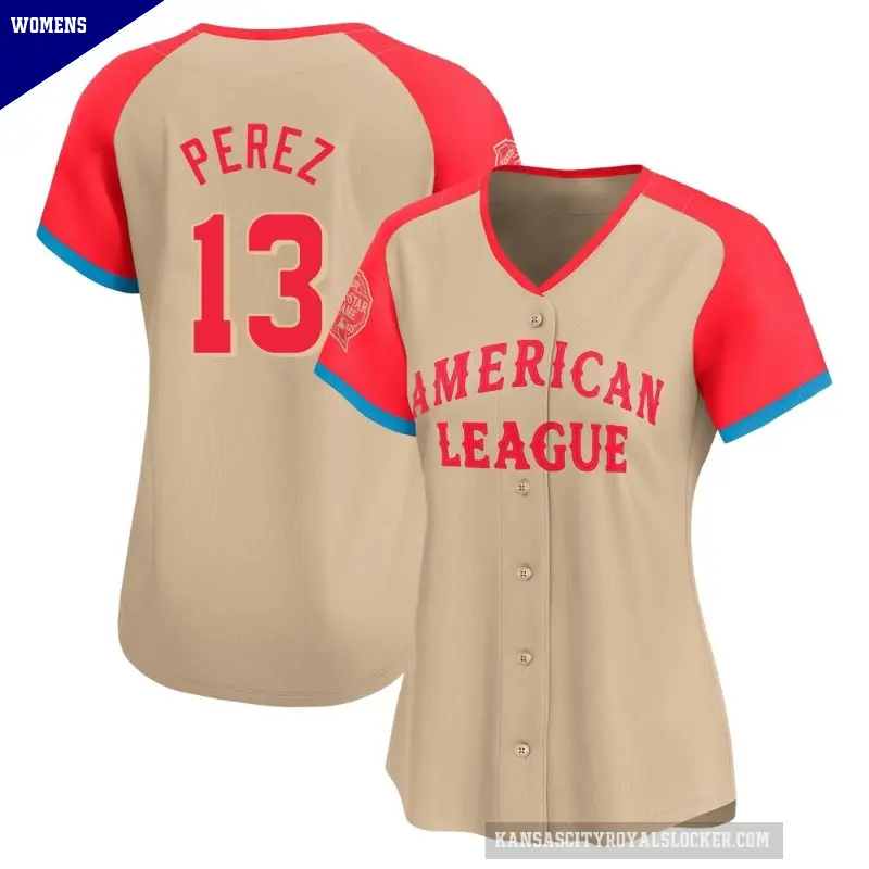 Women's No.13 Salvador Perez Kansas City Royals Cream Limited American League 2024 All-Star Game Jersey