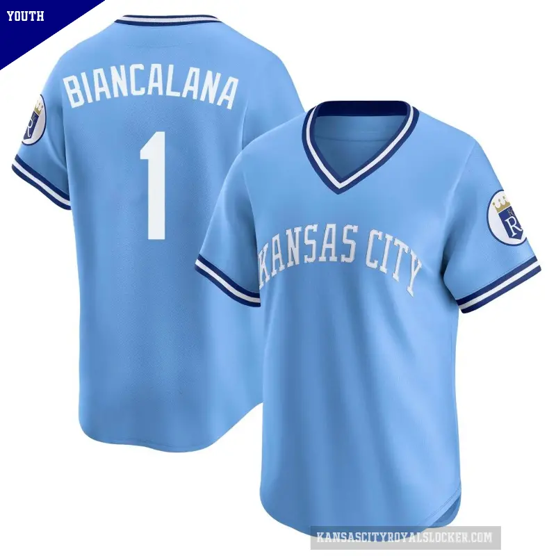 Youth No.1 Buddy Biancalana Kansas City Royals Light Blue Limited Throwback Cooperstown Collection Jersey