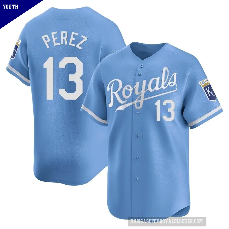 Youth No.13 Salvador Perez Kansas City Royals Light Blue Limited Alternate Jersey
