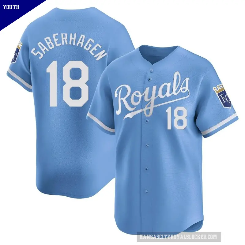Youth No.18 Bret Saberhagen Kansas City Royals Light Blue Limited Alternate Jersey