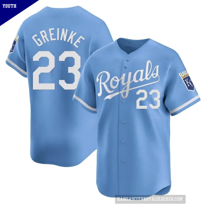 Youth No.23 Zack Greinke Kansas City Royals Light Blue Limited Alternate Jersey