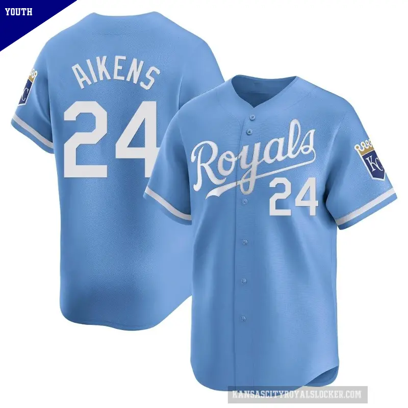 Youth No.24 Willie Aikens Kansas City Royals Light Blue Limited Alternate Jersey