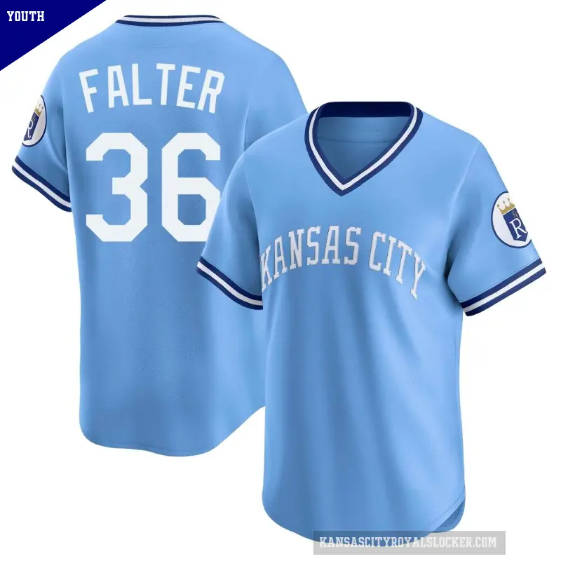 Youth No.36 Bailey Falter Kansas City Royals Light Blue Limited Throwback Cooperstown Collection Jersey