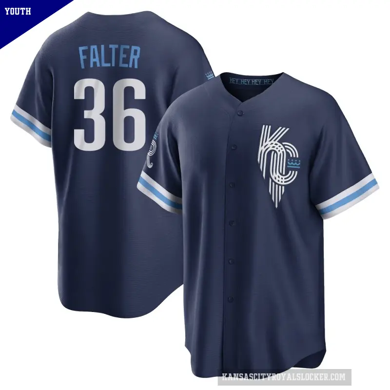 Youth No.36 Bailey Falter Kansas City Royals Navy Replica 2022 City Connect Jersey