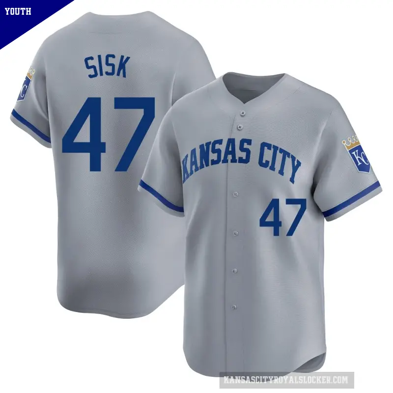 Youth No.47 Evan Sisk Kansas City Royals Gray Limited Away Jersey