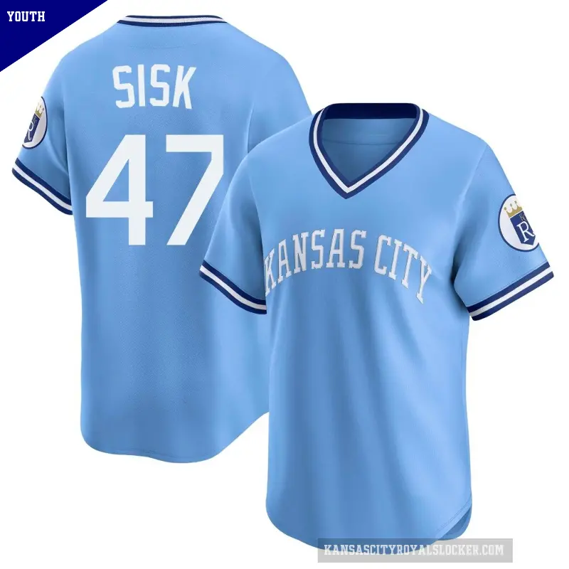 Youth No.47 Evan Sisk Kansas City Royals Light Blue Limited Throwback Cooperstown Collection Jersey