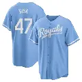 Youth No.47 Evan Sisk Kansas City Royals Light Blue Replica 2022 Alternate Jersey